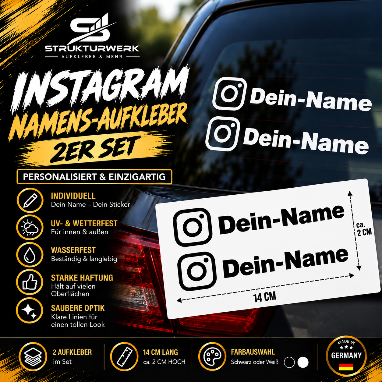 Instagram Namens Aufkleber Personalisiert 2ER Set