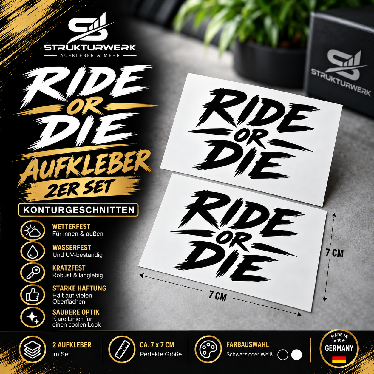RIDE OR DIE Aufkleber 2ER Set