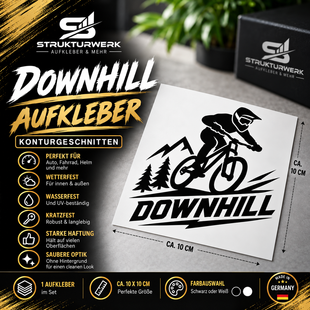 Downhill MTB Aufkleber Mountainbike Bike Sticker Konturgeschnitten 10x10 cm