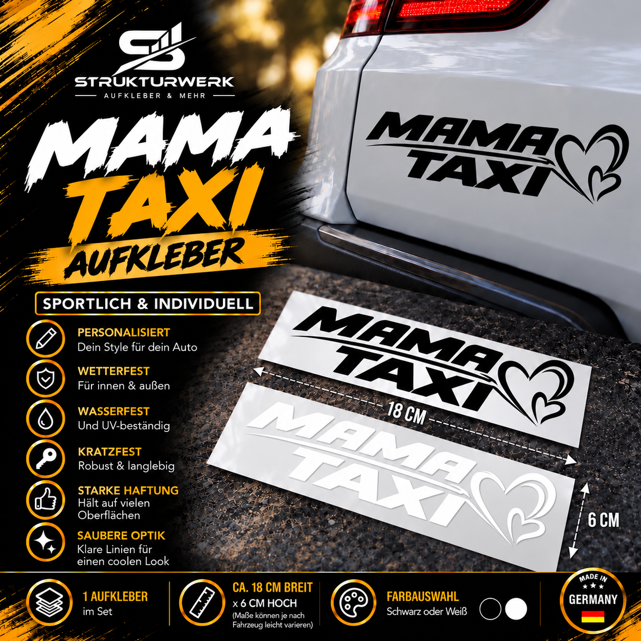 Premium Auto-Aufkleber „Mama Taxi“ – Sportlich & Individuell