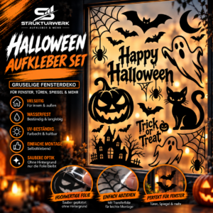 🎃 Halloween Aufkleber-Set – verschiedene Motive | Schwarz oder Weiß