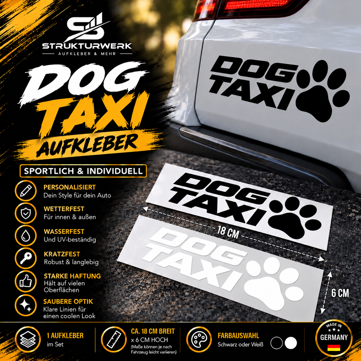 Premium Auto-Aufkleber „Dog Taxi“ – Sportlich & Individuell